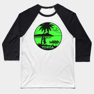 TONGA VINTAGE TRAVEL CANOE SEA PLANE SOUTH PACIFIC POLYNESIA Baseball T-Shirt